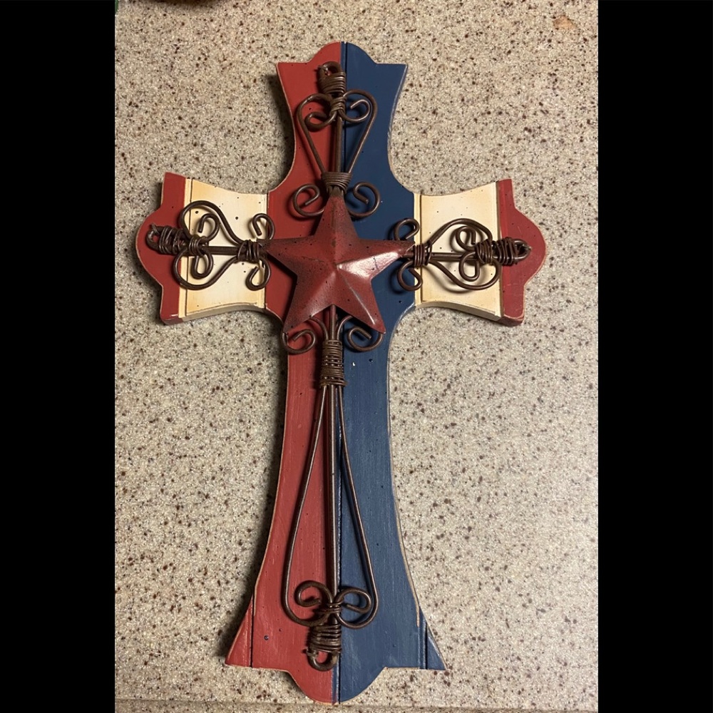 Patriotic Cross - 12” with wire detailing